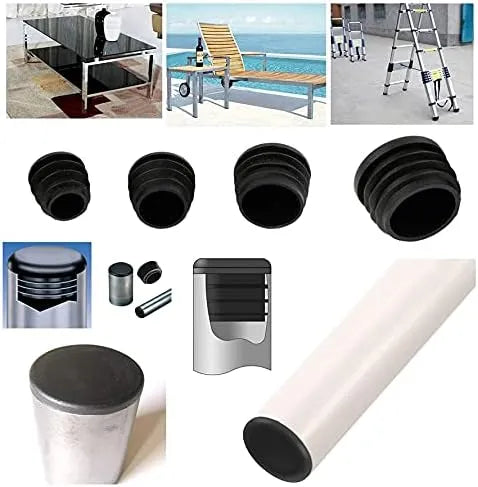 Embout intérieur pour tube Rond - 20 bouchons NOIR en PEHD - SQES