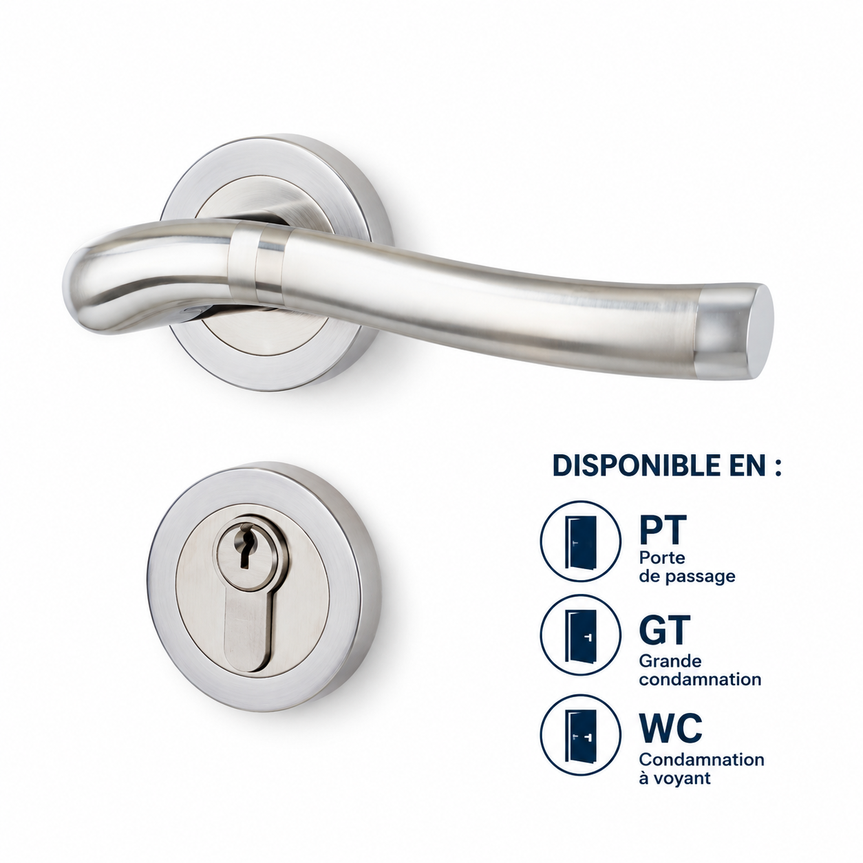 Poignée Porte Sur Rosace MARIANA ECO Chromé RIVE BLOC – 2 PCS