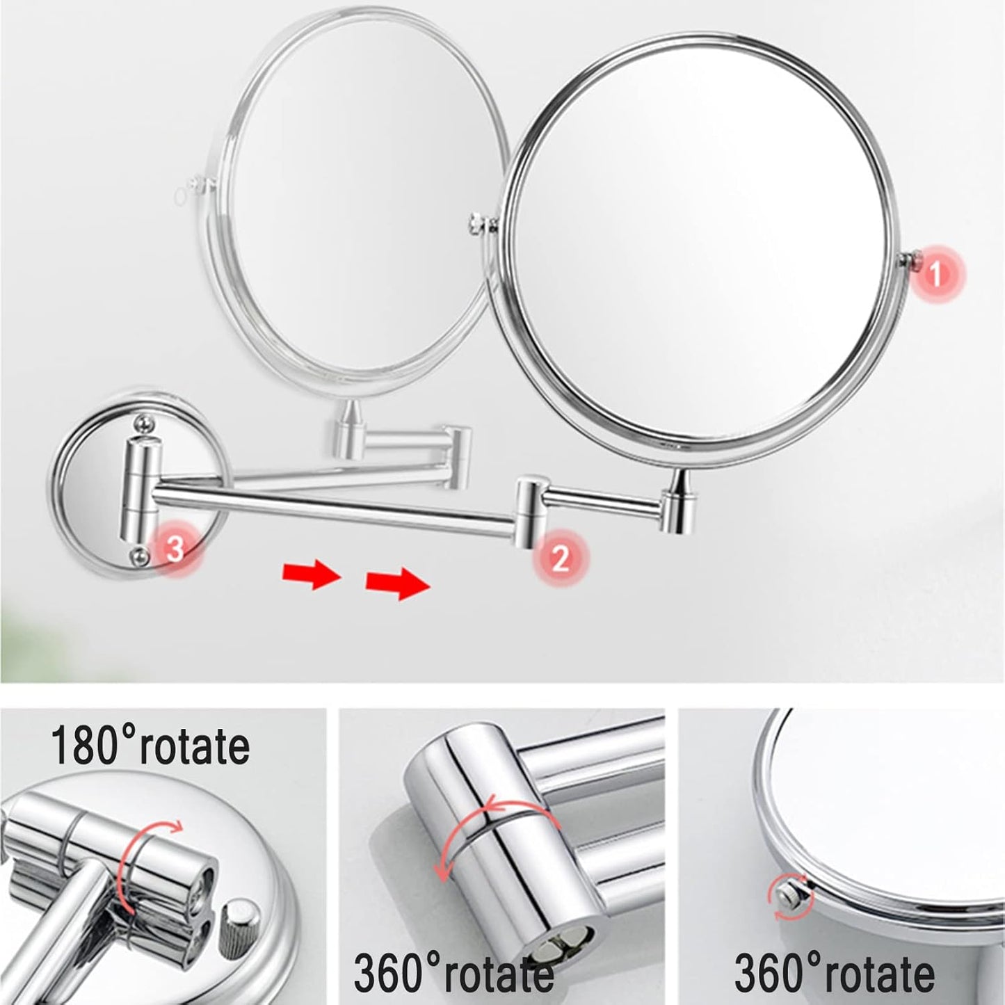 Miroir Pivot Rond P902 Mural Chromé Double Face 1X/3X