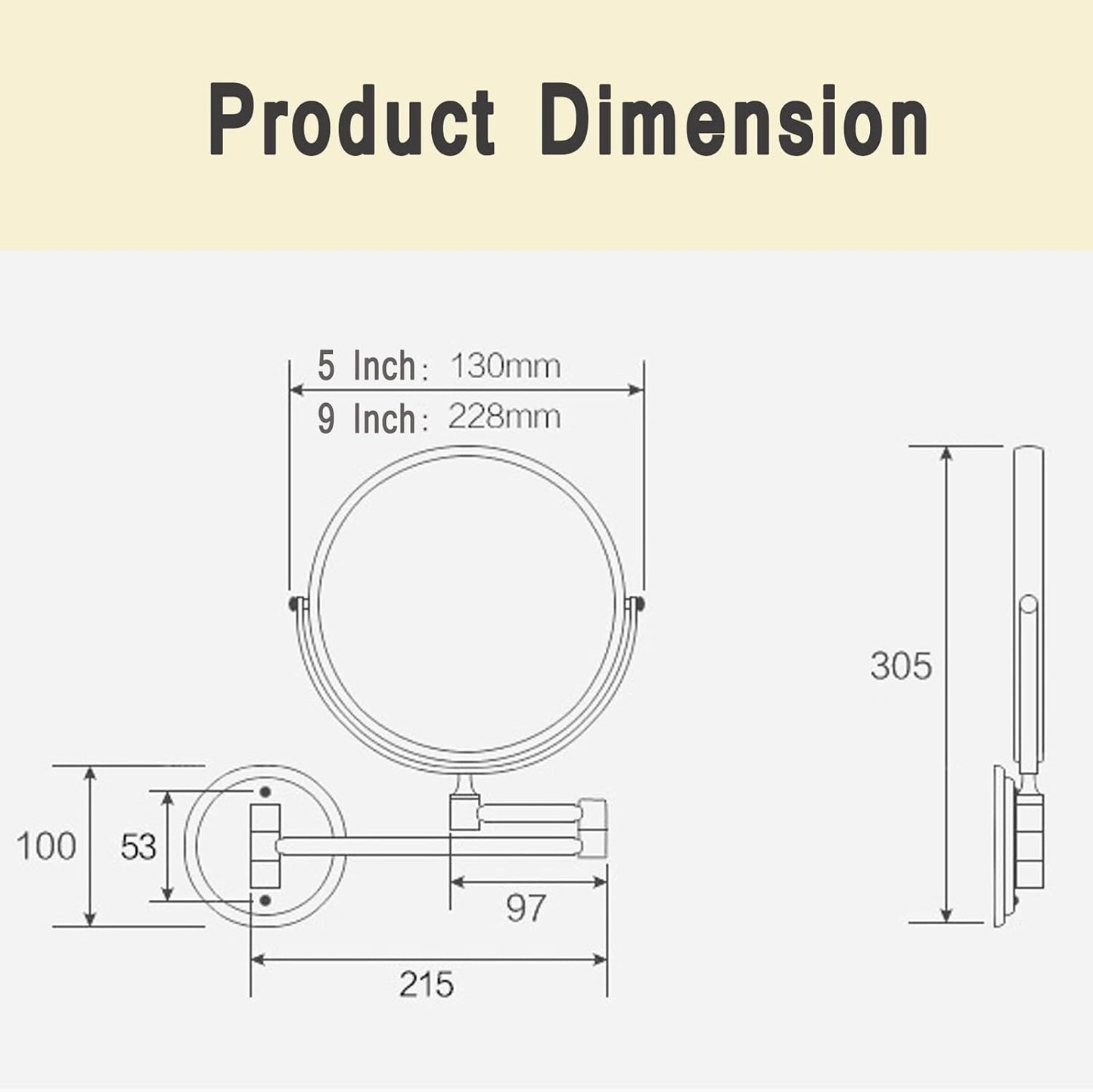 Miroir Pivot Rond P902 Mural Chromé Double Face 1X/3X