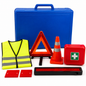 Kit de sécurité routière STC avec gilet réfléchissant, triangle, cône et trousse de secours dans coffret bleu – SQES Tunisie