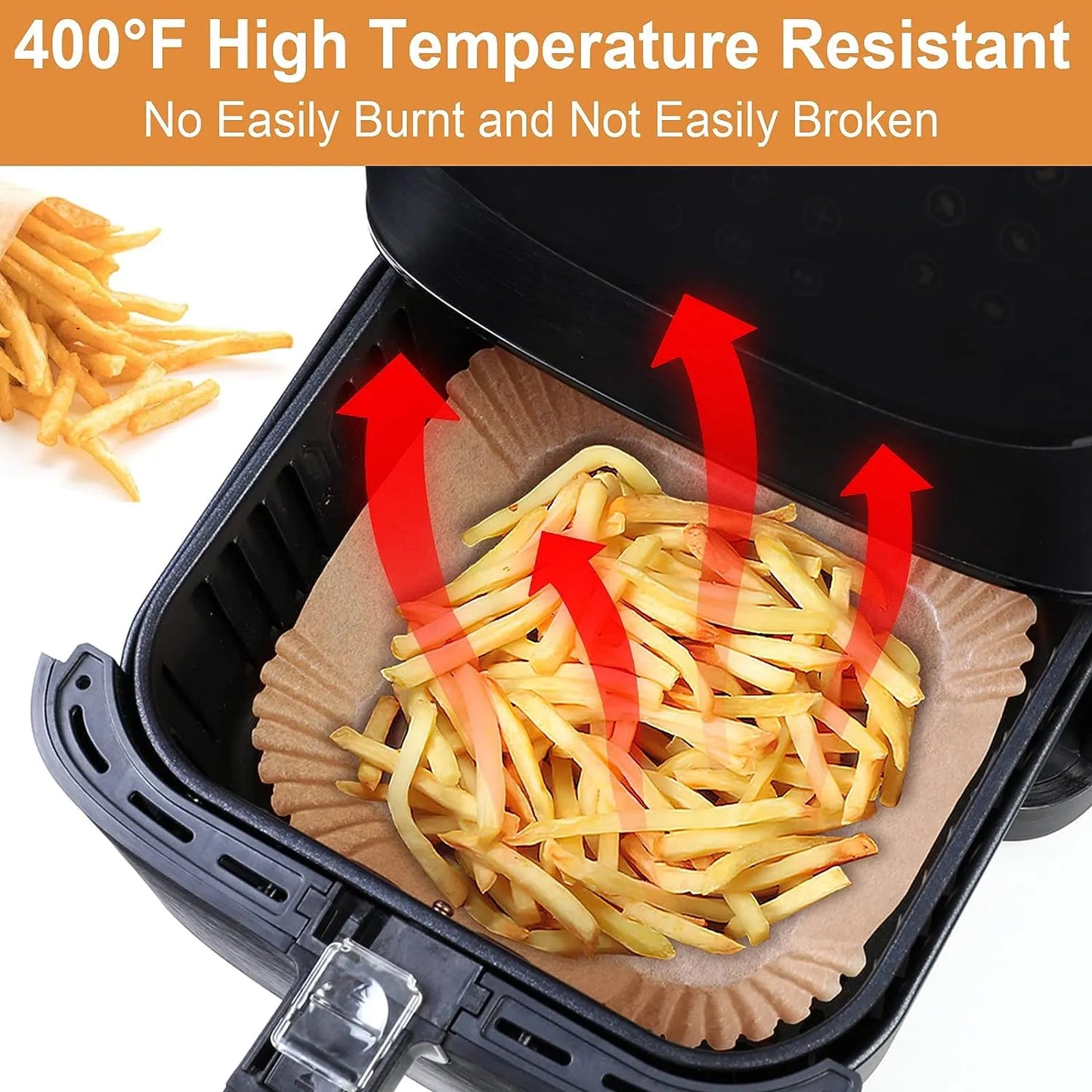 Papier Cuisson Air Fryer - 16cm carré (50pcs) - SQES