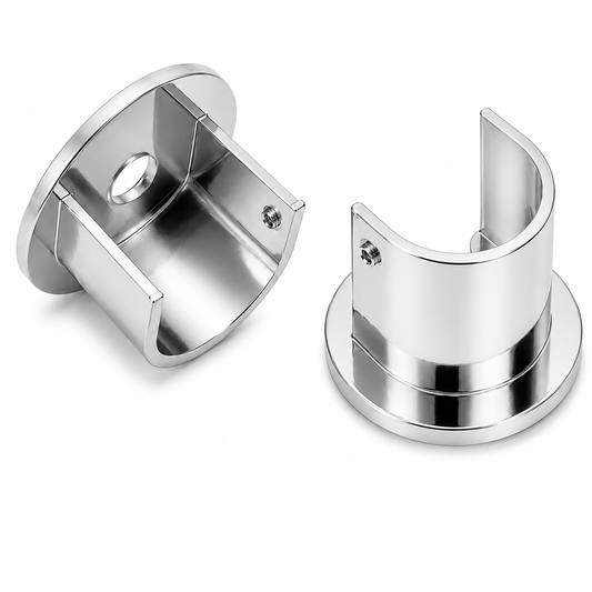supports tube latéraux en aluminium poli DN25 finition ARGENT brillant. SQES TUNISIE
