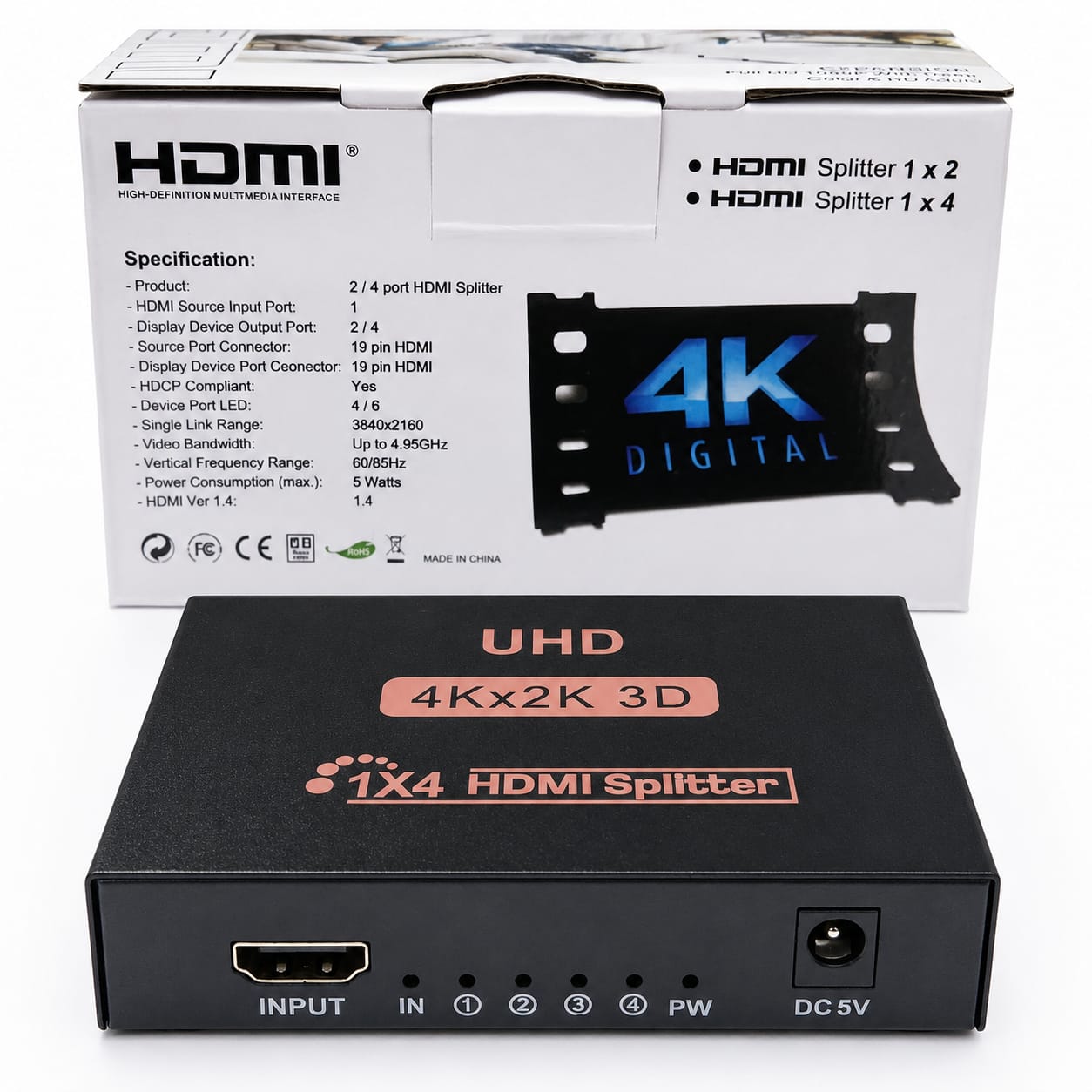 SPLITTER - Répartiteur HDMI 1 Entrée vers 4 Sorties 4K UHD 3D