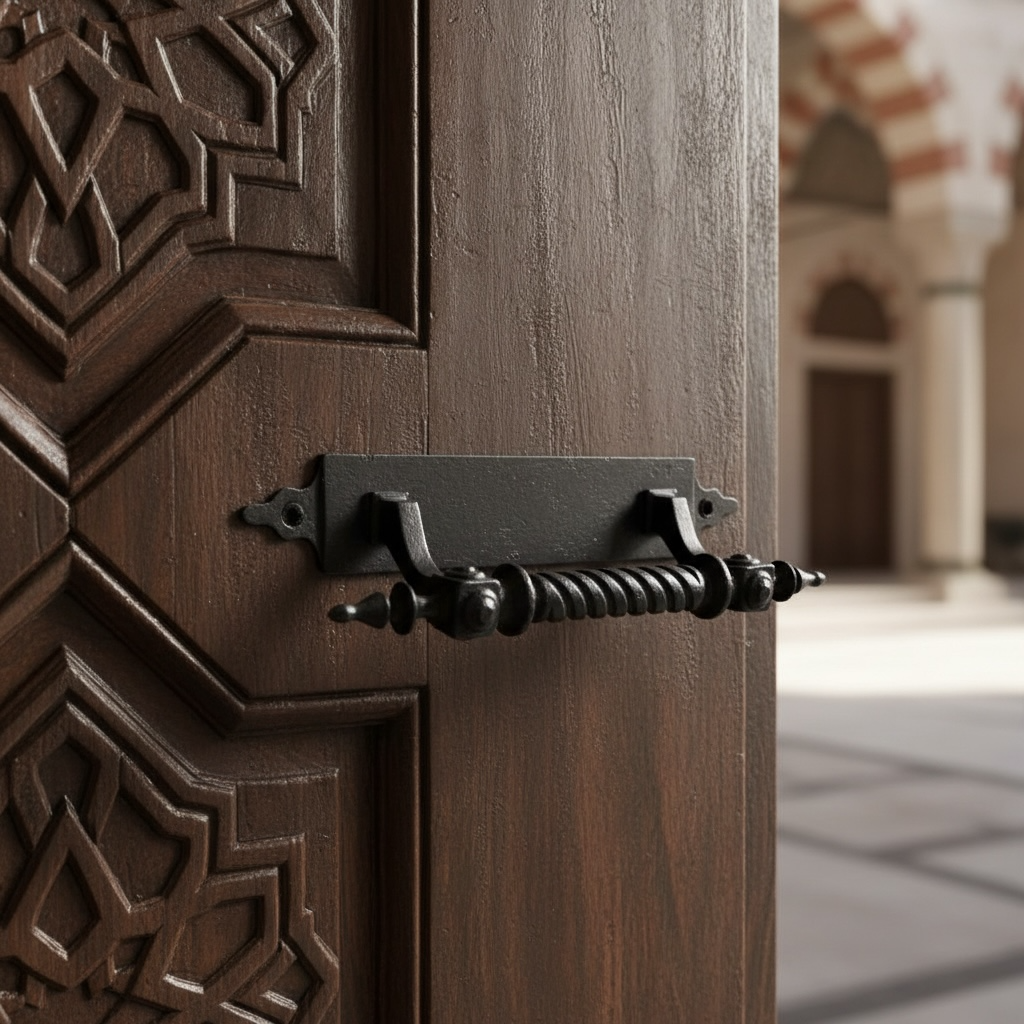 Poignées de porte vintage en laiton massif antique Noir