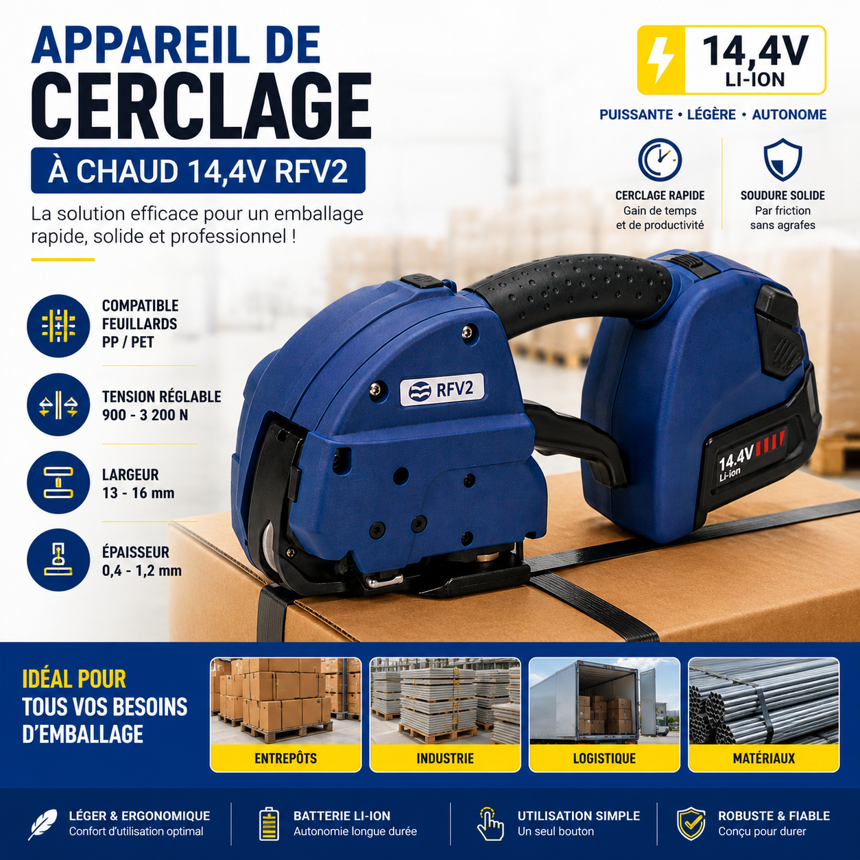 Appareil de Cerclage à Chaud 14,4V – 1 Batterie RFV2
