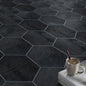 Panneaux autocollants de sol en PVC (6 pcs) imperméables et antidérapants hexagonaux 23cmx20cm, Noir - SQES