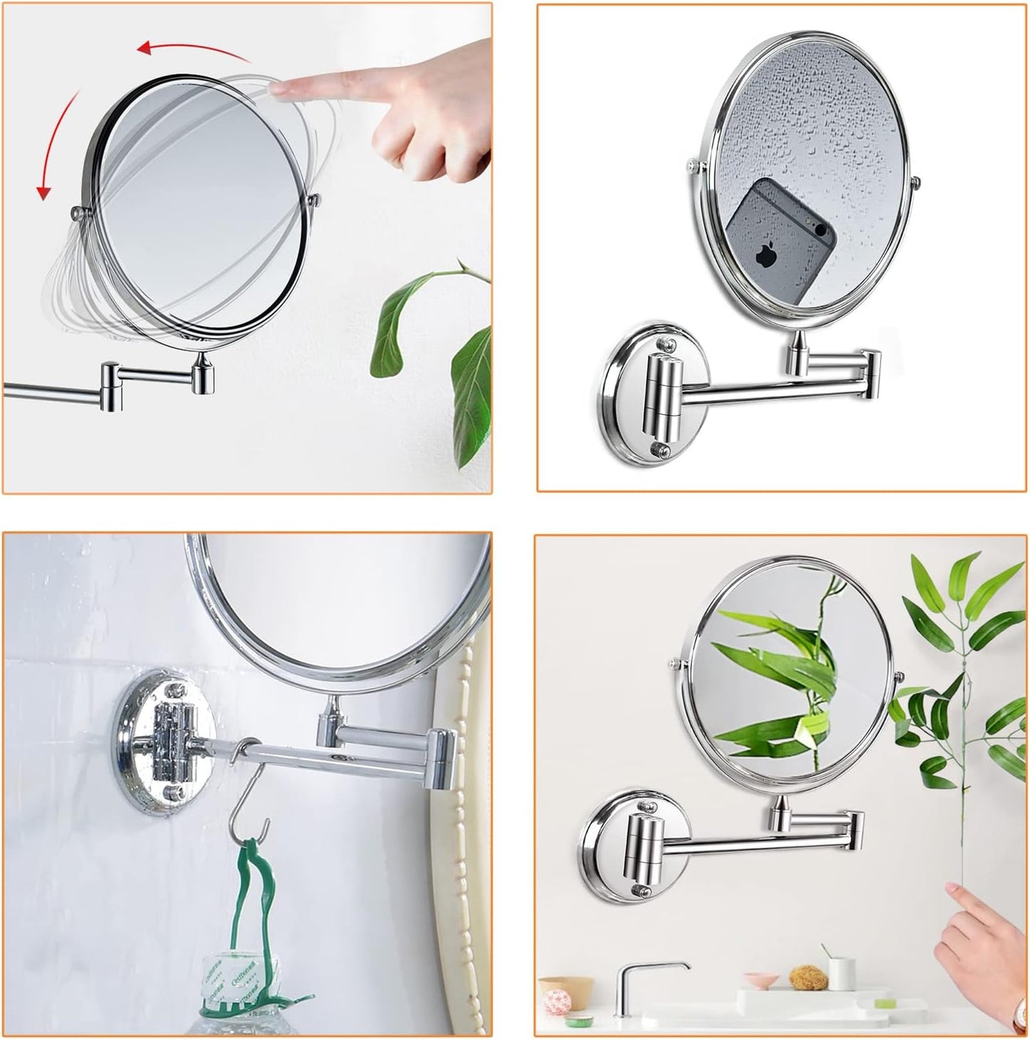 Miroir Pivot Rond P902 Mural Chromé Double Face 1X/3X