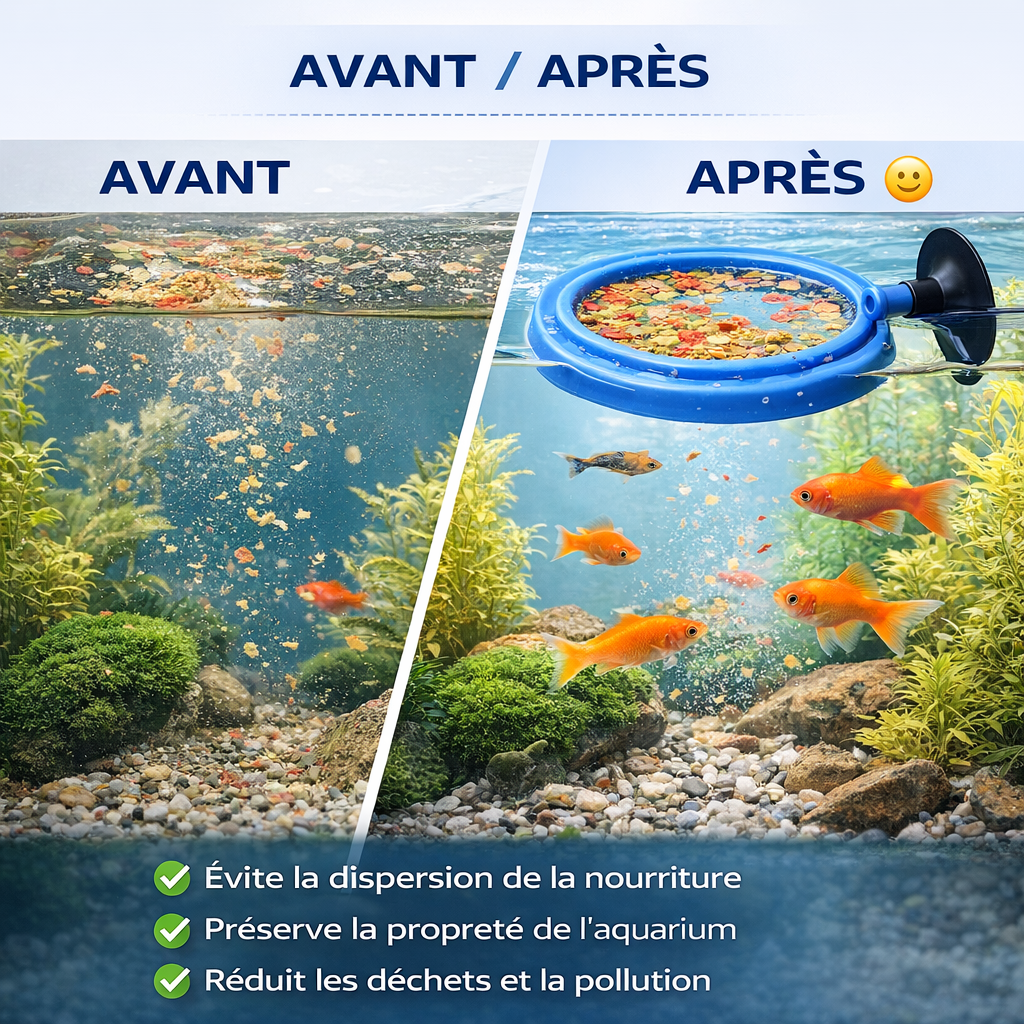 Mangeoire Flottante pour Poisson d'Aquarium avec Ventouse