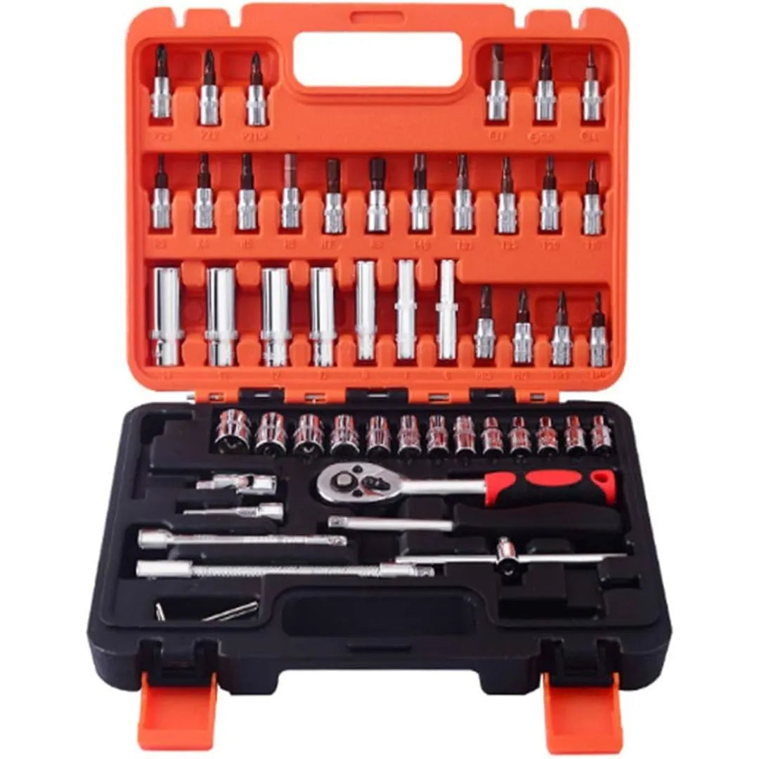 Clé à douille à cliquet Drive, jeu de douilles et d'embouts (46 pièces) - SQES