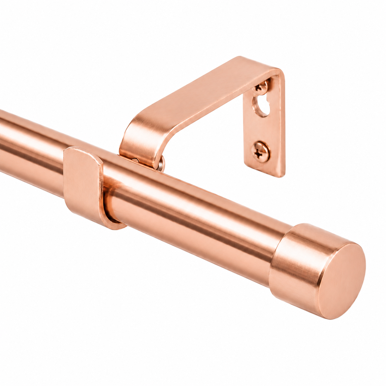 supports muraux en L à crochet en S en aluminium poli DN25 finition or rosé brillant, modèle SIMPLE