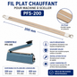 Fil plat chauffant 200mm pour machine à sceller PFS-200 Nichrome – dimensions et compatibilité – pièce de rechange SQES Tunisie