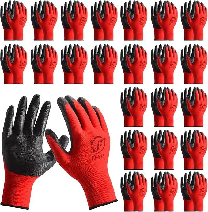 Gants de manutention pour tous travaux en nitrile, Gants de jardinage respirants avec revêtement en caoutchouc - SQES