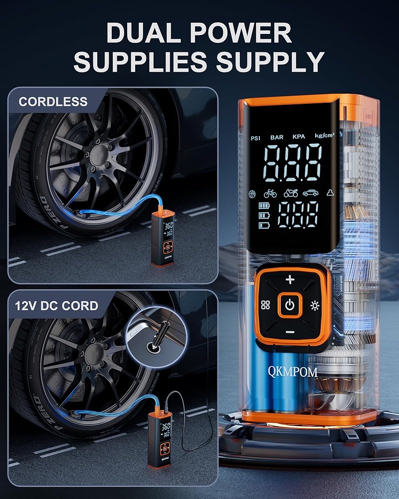 Compresseur Air Portable 180 PSI - Gonfleur Pneu Sans Fil - 50W