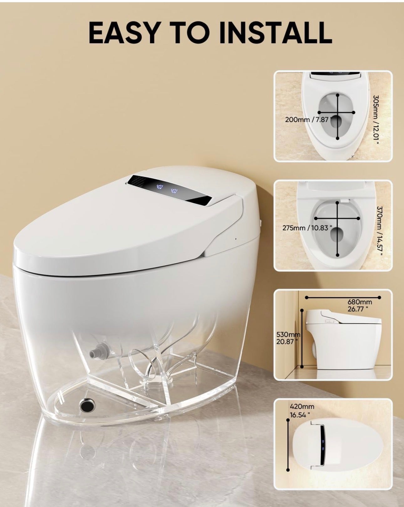 Toilette Japonaise Intelligente cuvette Intégré Tankless – Homary