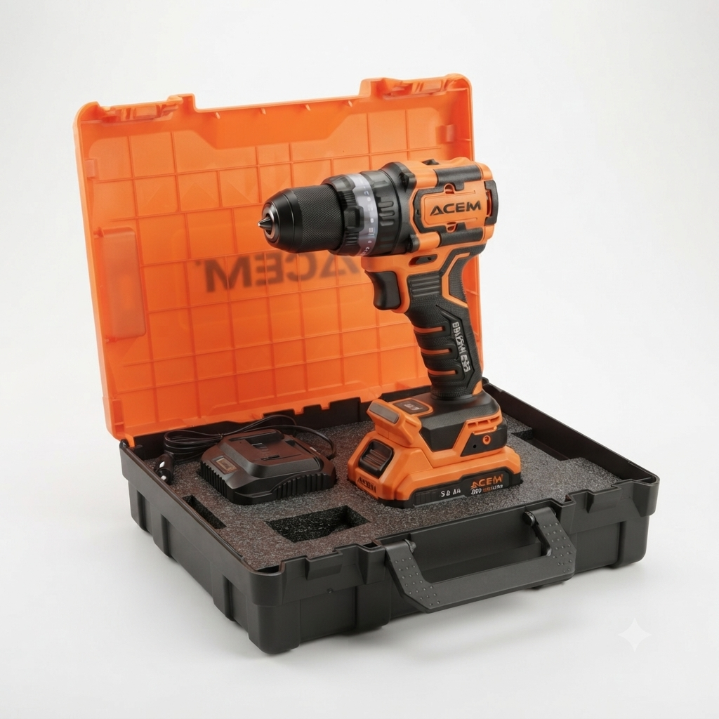 Coffret de transport rigide orange ACEM perceuse-visseuse Brushless  – SQES Tunisie