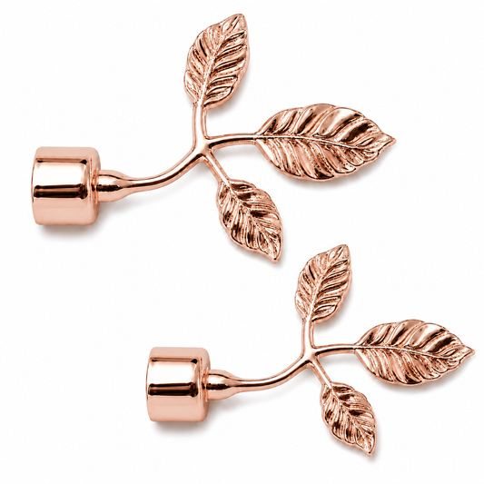 Embout décoratif floral FLORIA pour tringles à rideaux DN25 finition or rosé brillant