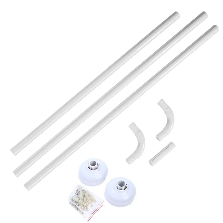 Barre de douche Rond Tringle rideaux universelle Aluminium Blanc 90cmx90cmx80cm