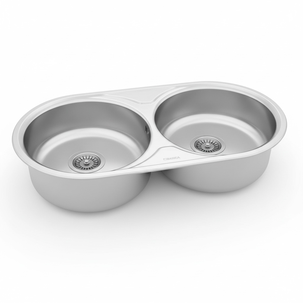 Evier Inox 85x45 cm - 2 Cuves Rondes Encastrables | Banka Sinks