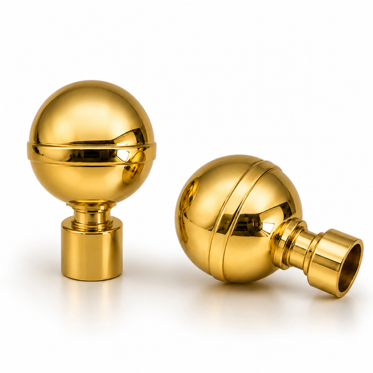 Embout Pour Tube à Rideaux GLOBE DN25 Or Brillant – Lot 2 pcs