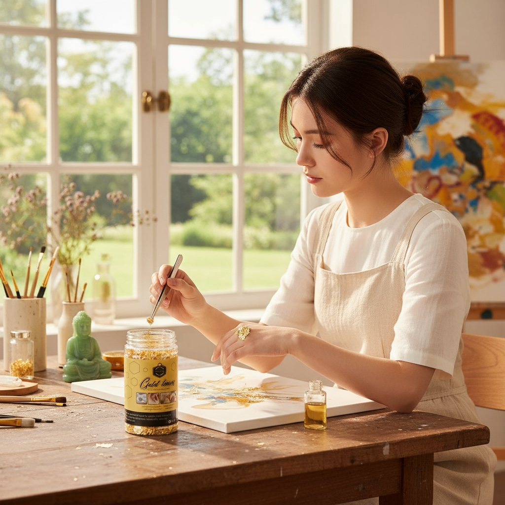 Flocons de Feuilles d'Or pour Artisanat, Peinture et Décoration Ongles
