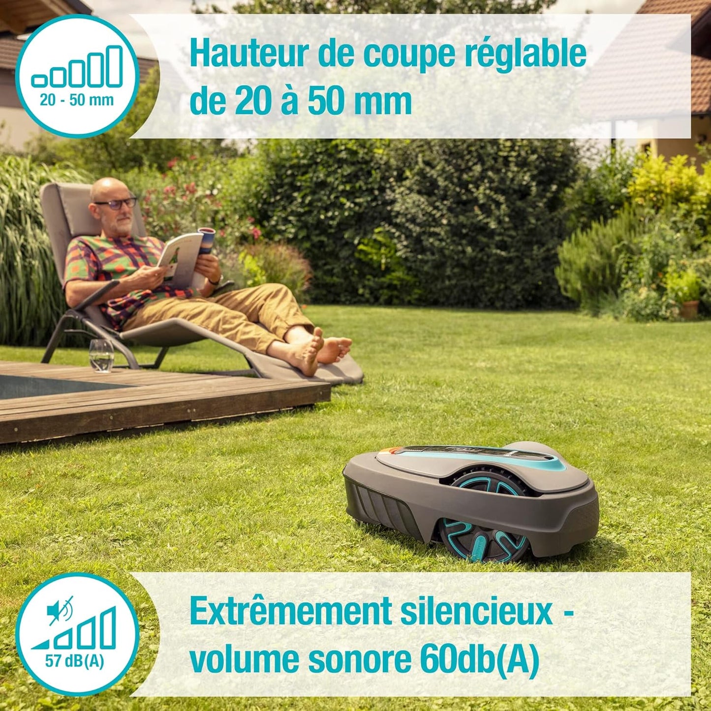 Tondeuse Robot Smart SILENO City 500 M² Technologie IA GARDENA — Réf. 19602-74