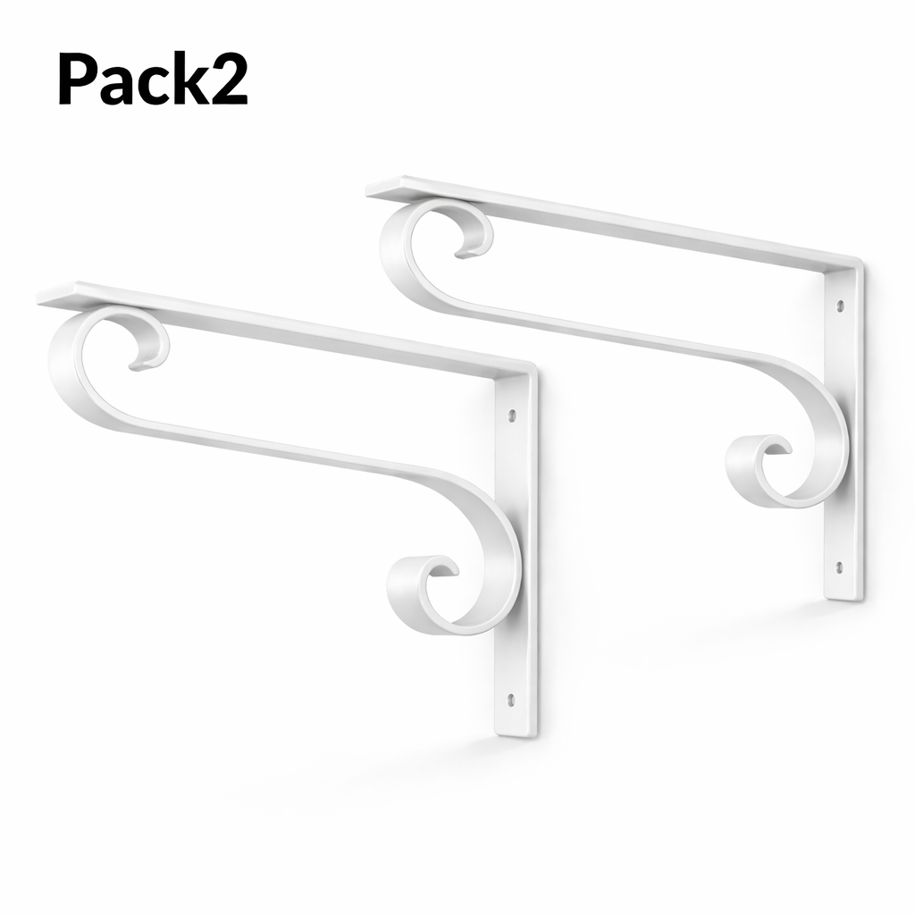 Support Étagère Fer Forgé Blanc – Pack 2
