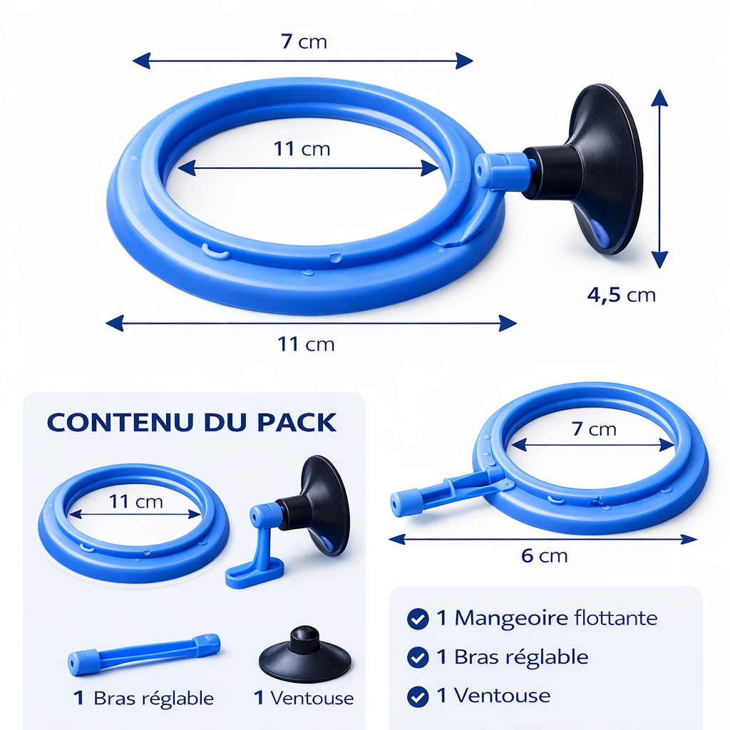 Mangeoire Flottante pour Poisson d'Aquarium avec Ventouse