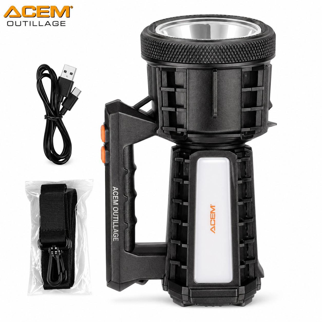 Torche LED Rechargeable 10W IP66 – Batterie 3600 mAh – USB Type-C – TL410