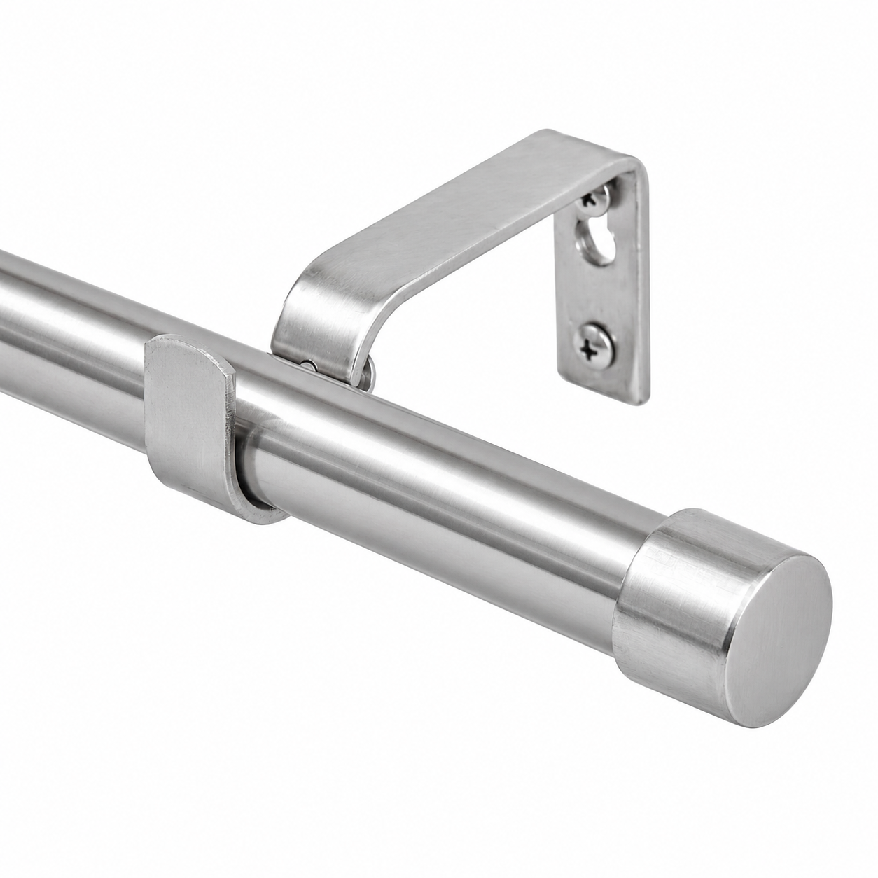 supports muraux en L à crochet en S en aluminium poli DN25 finition argenté brillant, modèle SIMPLE. sqes tunisie