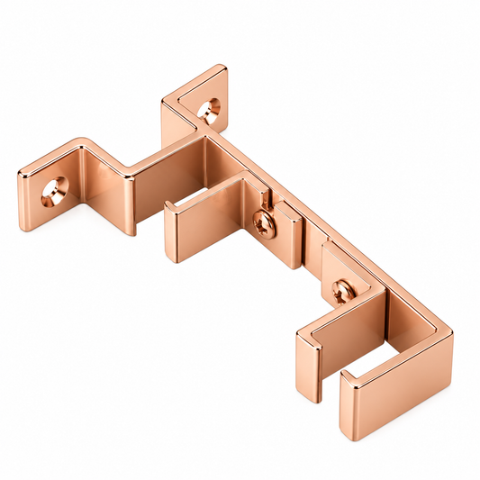 Support Mural DOUBLE Pour Rail à Rideaux Aluminium Or Rosé Brillant – Lot 2 pcs