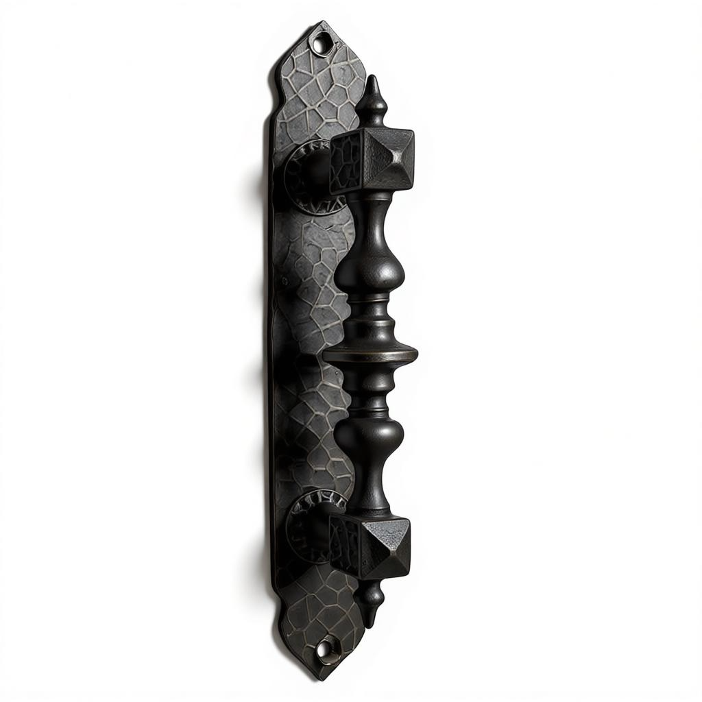 Poignées de porte vintage en laiton massif antique Noir