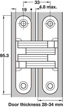 Charnière Cachée 180° pour Porte d'Armoire