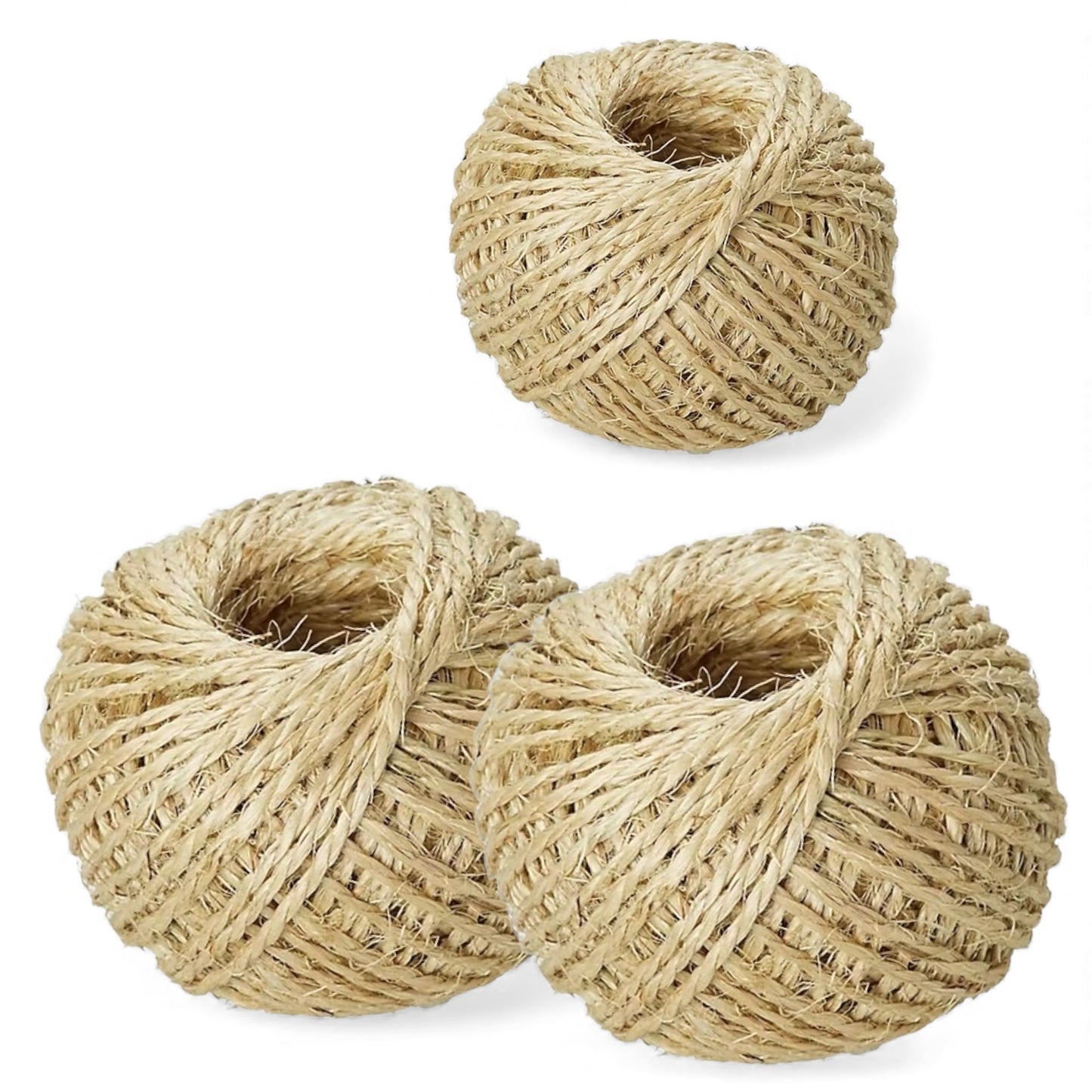 Cordon d'Emballage en Sisal Naturel 120m - Lot 3 Ficelles Jute