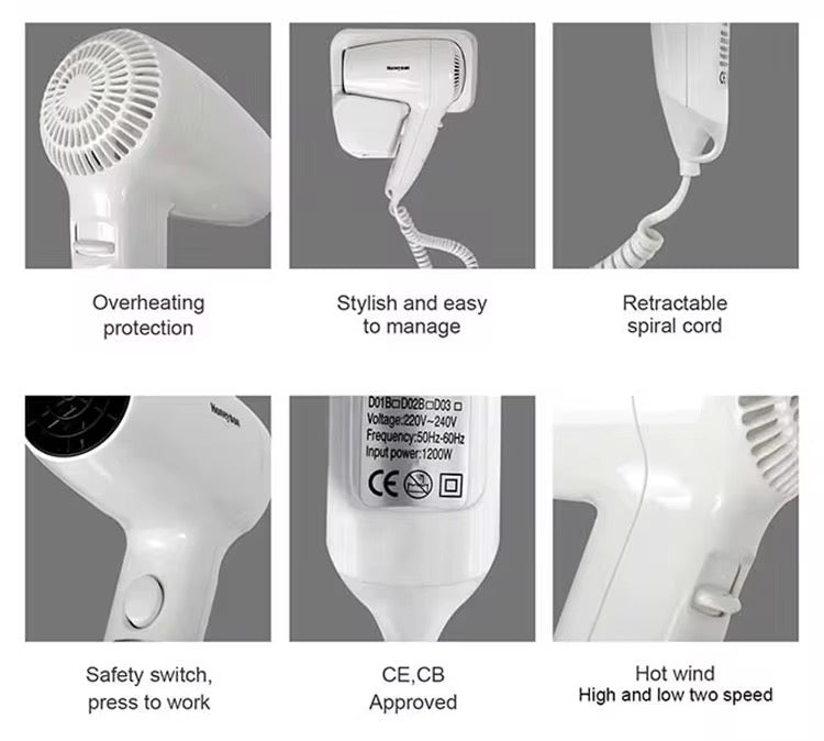 Honeyson sèche cheveux mural 1200w
