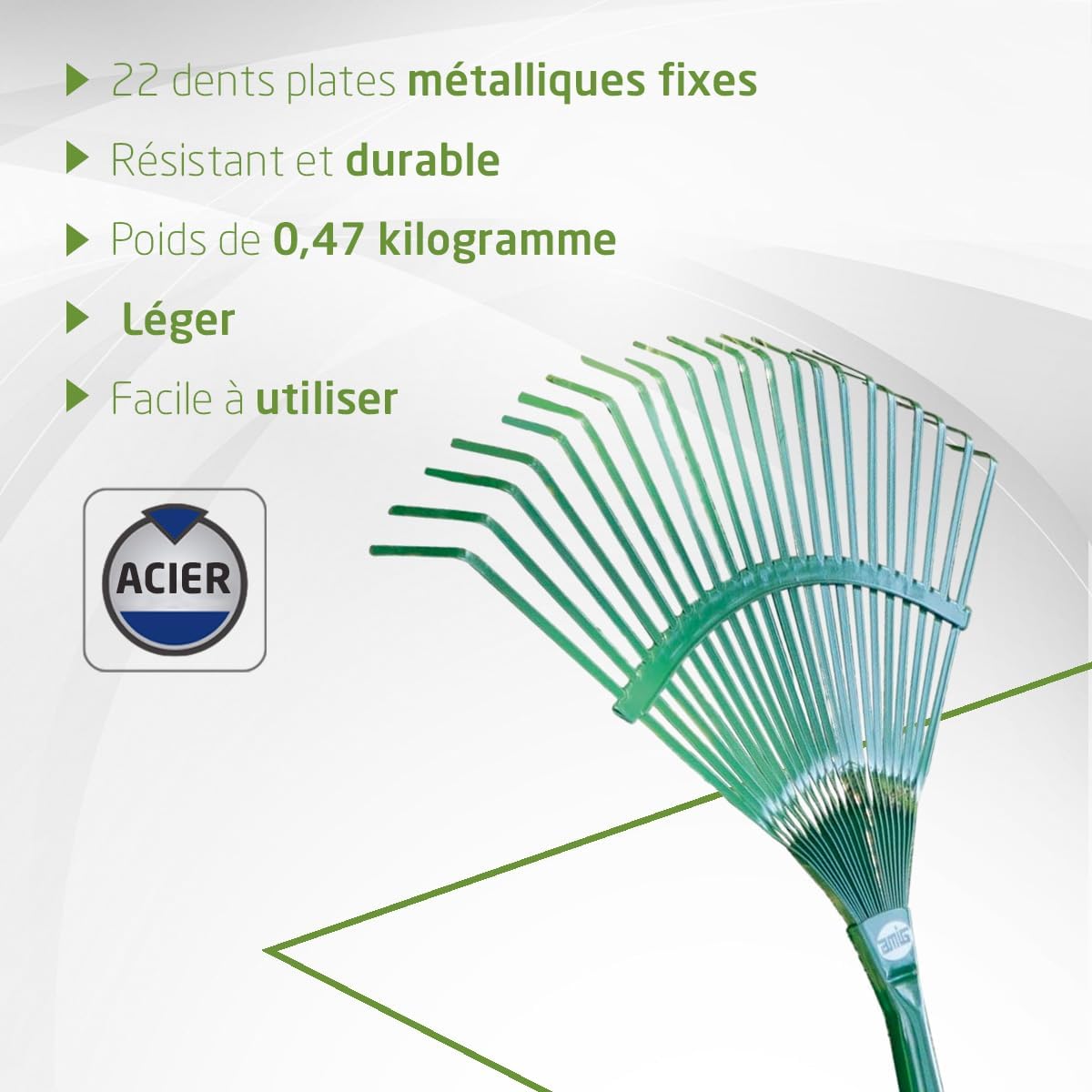 Balai à Gazon 22 Dents plats Vert S114R