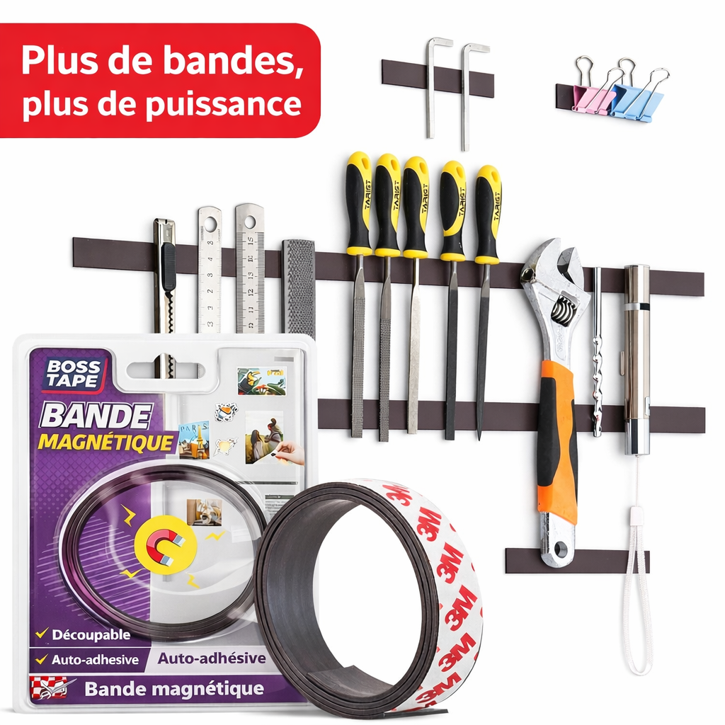 Bande Magnétique Autocollante BOSS TAPE 60cm x 20mm - Adhésif 3M - Quincaillerie SQES Ariana Menzah 8 Tunisie