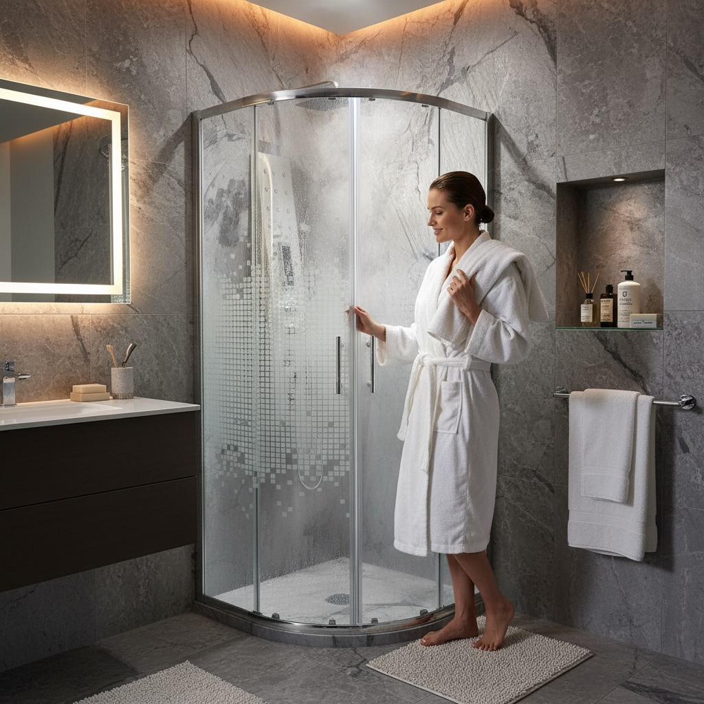 Cabine de douche rond 90/90/190 chromé