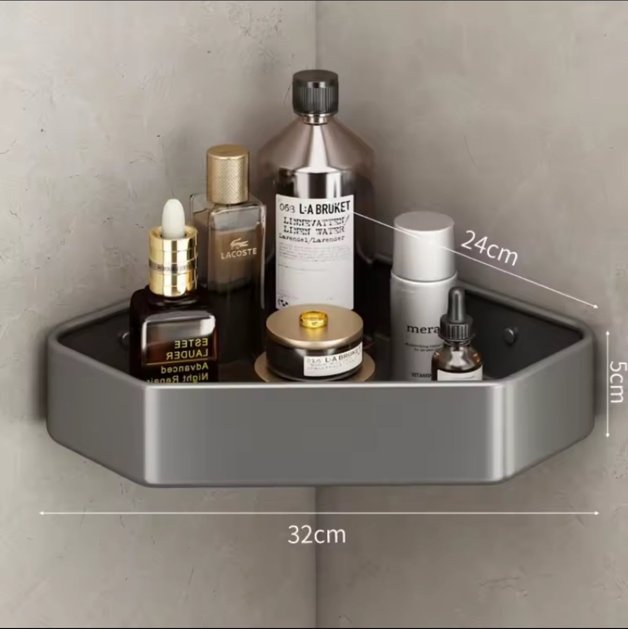 Étagère à angle en aluminium gris pour douche 🚿