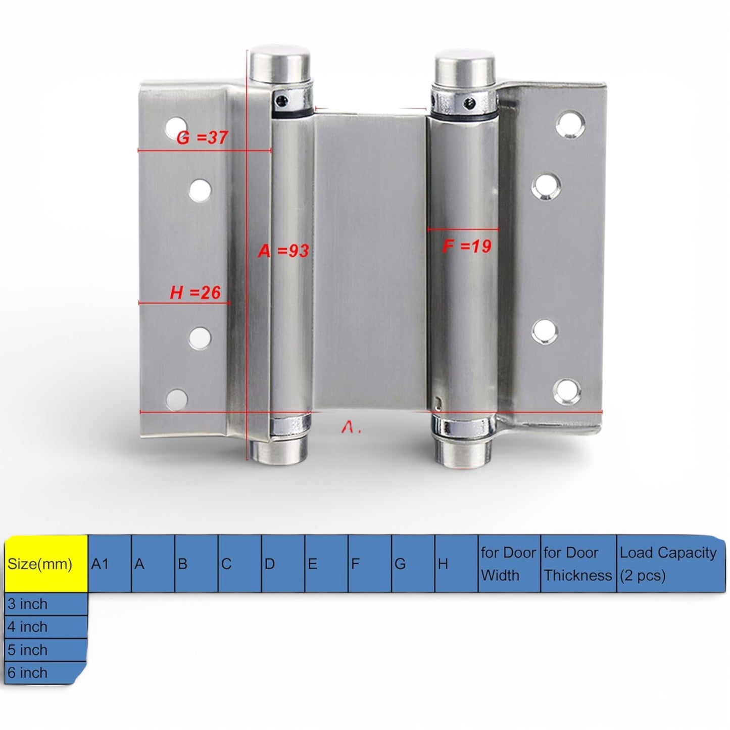 Charnière Inox Double Action Va-et-Vient