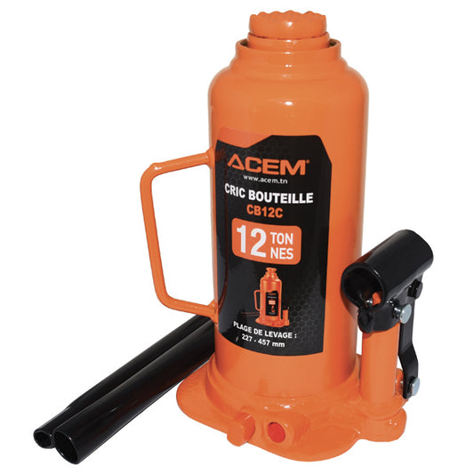 Cric Bouteille Hydraulique ACEM® 12T - Haute Capacité - 227mm