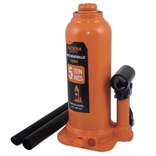 Cric Bouteille Hydraulique ACEM® 5T - Puissant et Compact - 207mm