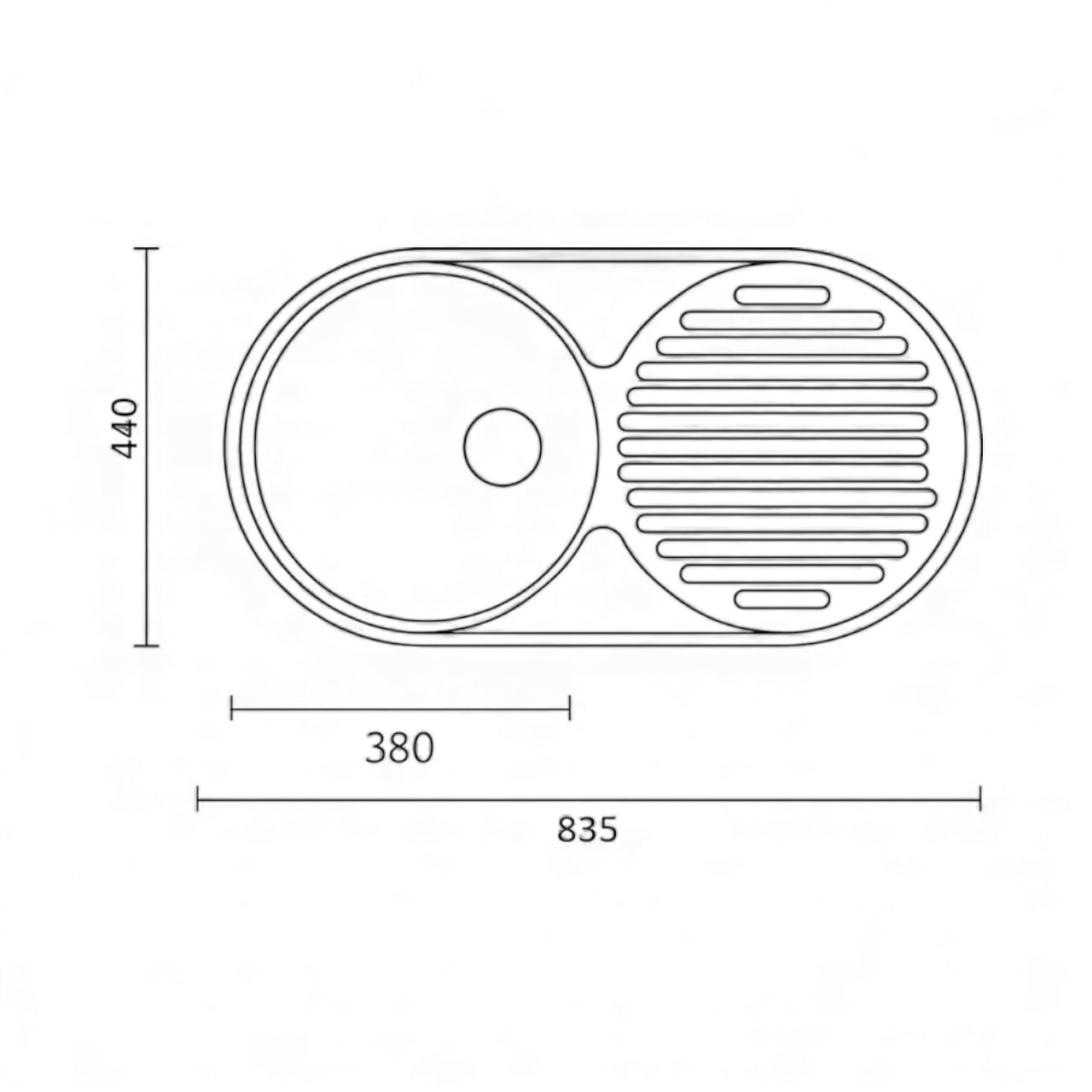 Evier Inox 85x45 cm - 1 Cuve Ronde + Égouttoir Encastrable | Banka Sinks