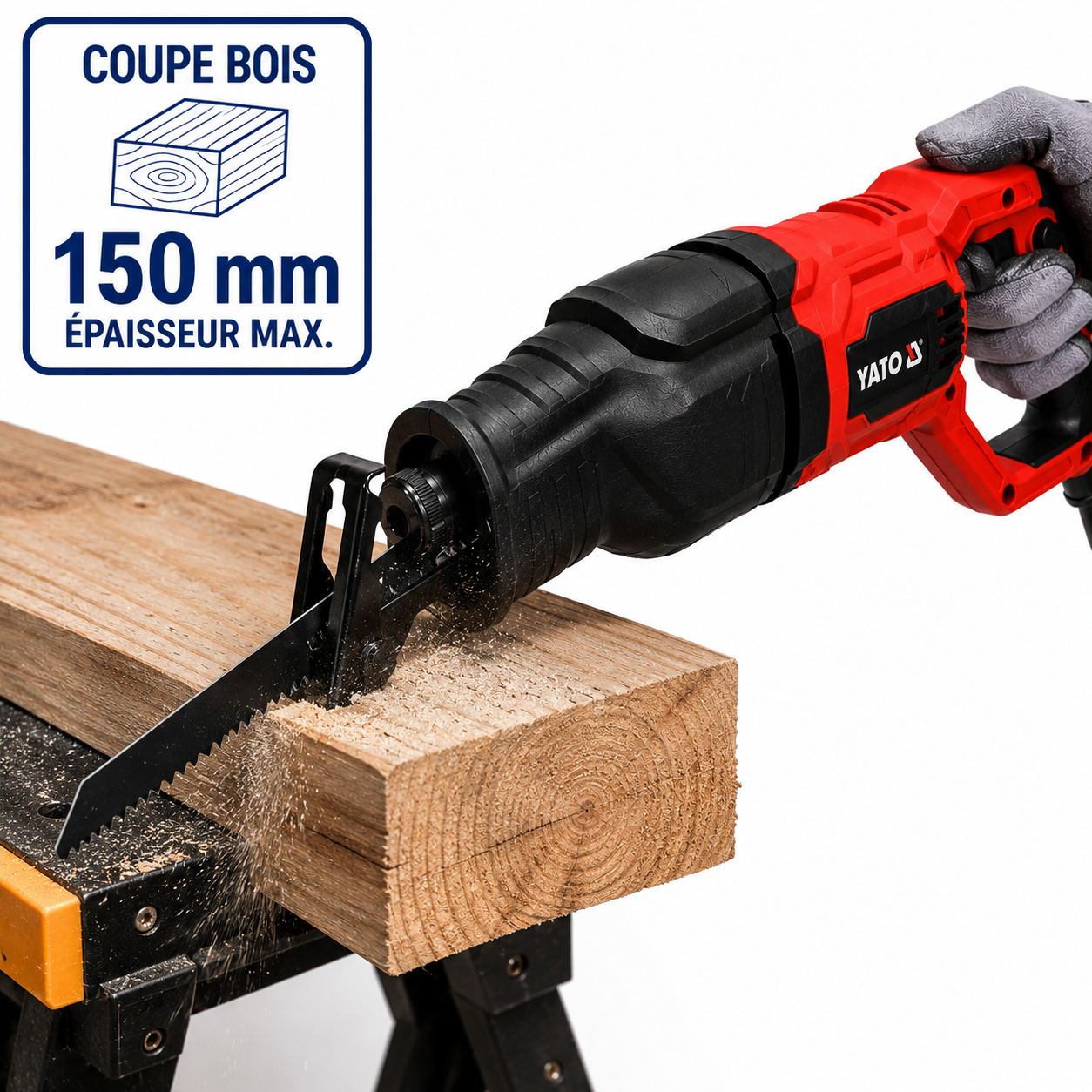 Scie Sabre YATO 1050W YT-82281 – Coupe Bois 150mm & Métal 10mm