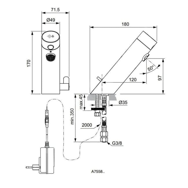 Mitigeur de Lavabo à Commande Électronique à Piles Noir MCM Italie - Article 702704