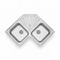 Évier d'Angle en Inox 2 Cuves avec Égouttoir 830x830mm