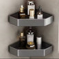 Double Étagère à angle en aluminium gris pour douche
