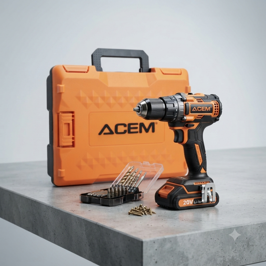 Kit perceuse-visseuse ACEM CD100 Brushless 20V batterie 2Ah forets visserie coffret – meilleur prix Tunisie SQES