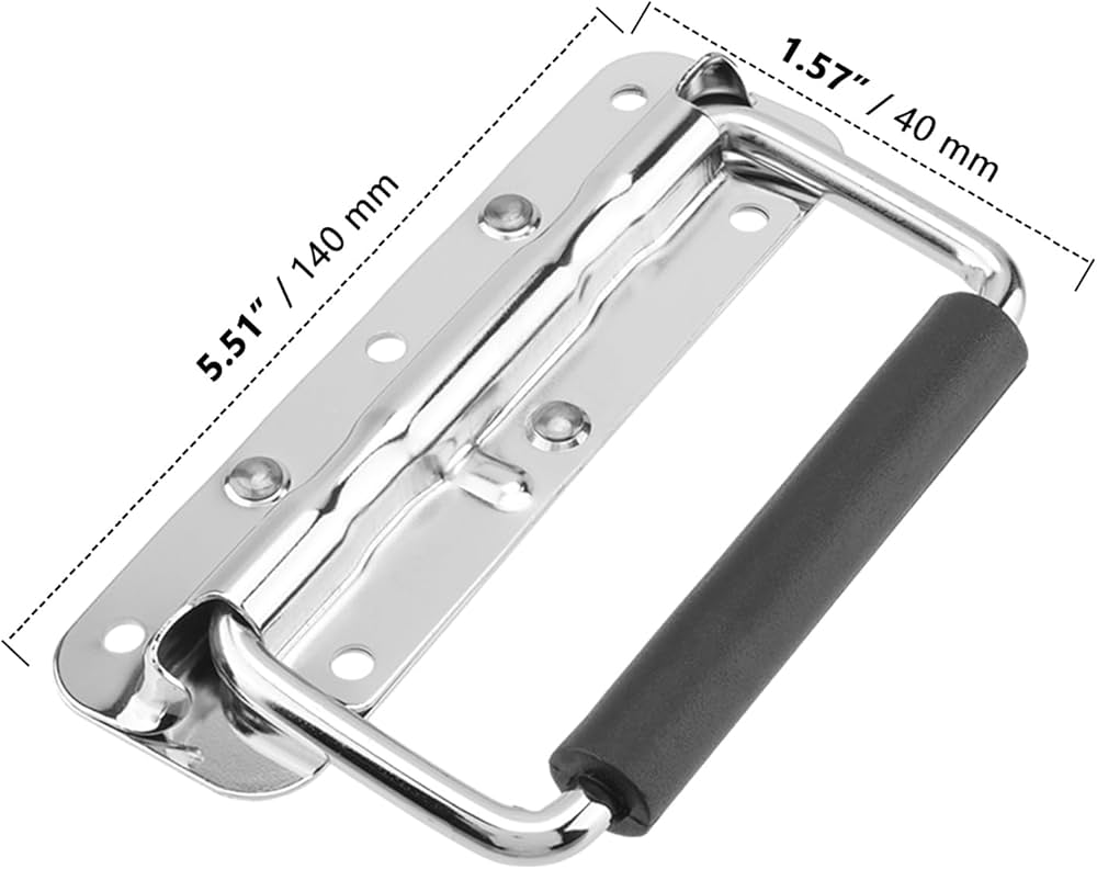 Poignée de caisse pliante à ressort inox 14cm – lot de 2 pièces – SQES Ariana