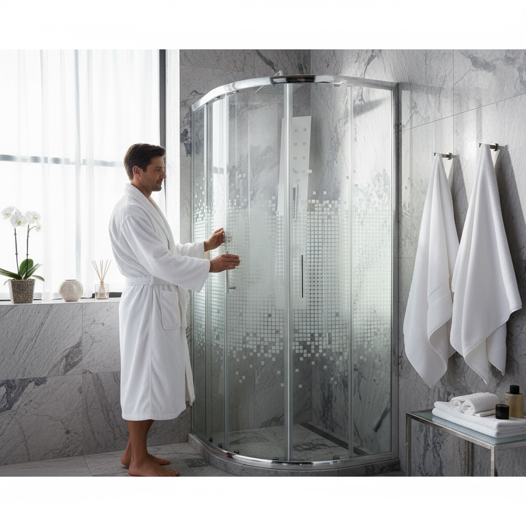 Cabine de douche rond 90/90/190 chromé